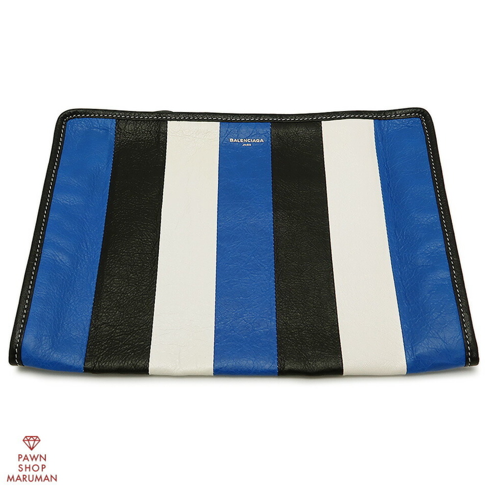 Balenciaga Bazaar Clutch Leather Blue Multi